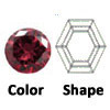 lab created very dark garnet hexagon