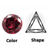 lab created very dark garnet triangle